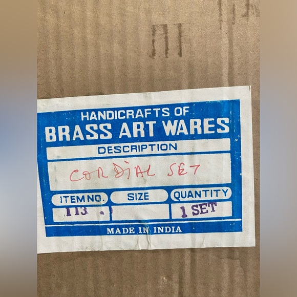 Vintage Set of 6 Brass shot cups Cordials w/ Tray Silver Lined, India - W/ box - Picture 11 of 13